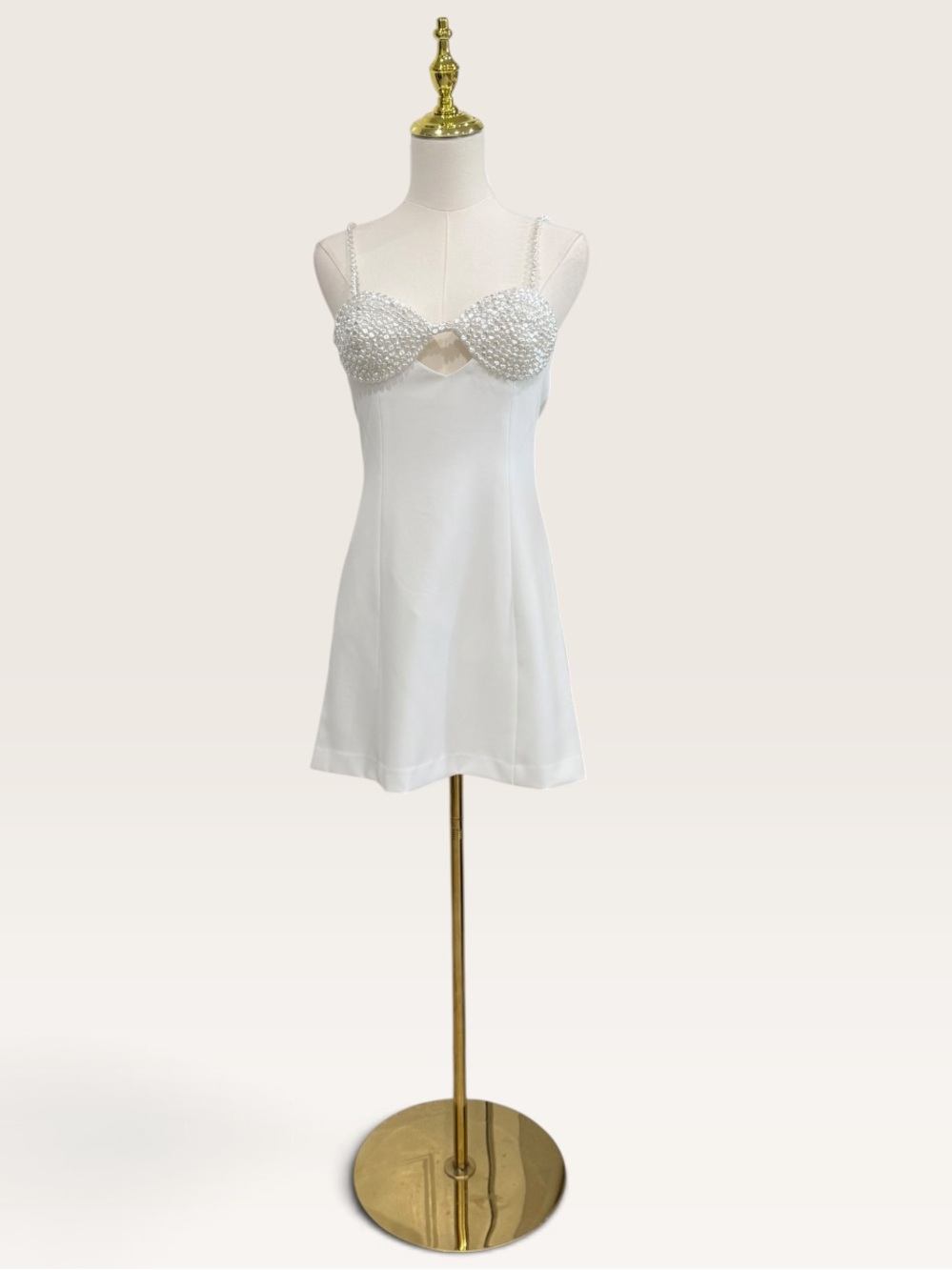 Gianni Bini Chloe A-Line Cut-Out Sequin(Pearl) Crepe White Party Dress NWT $249